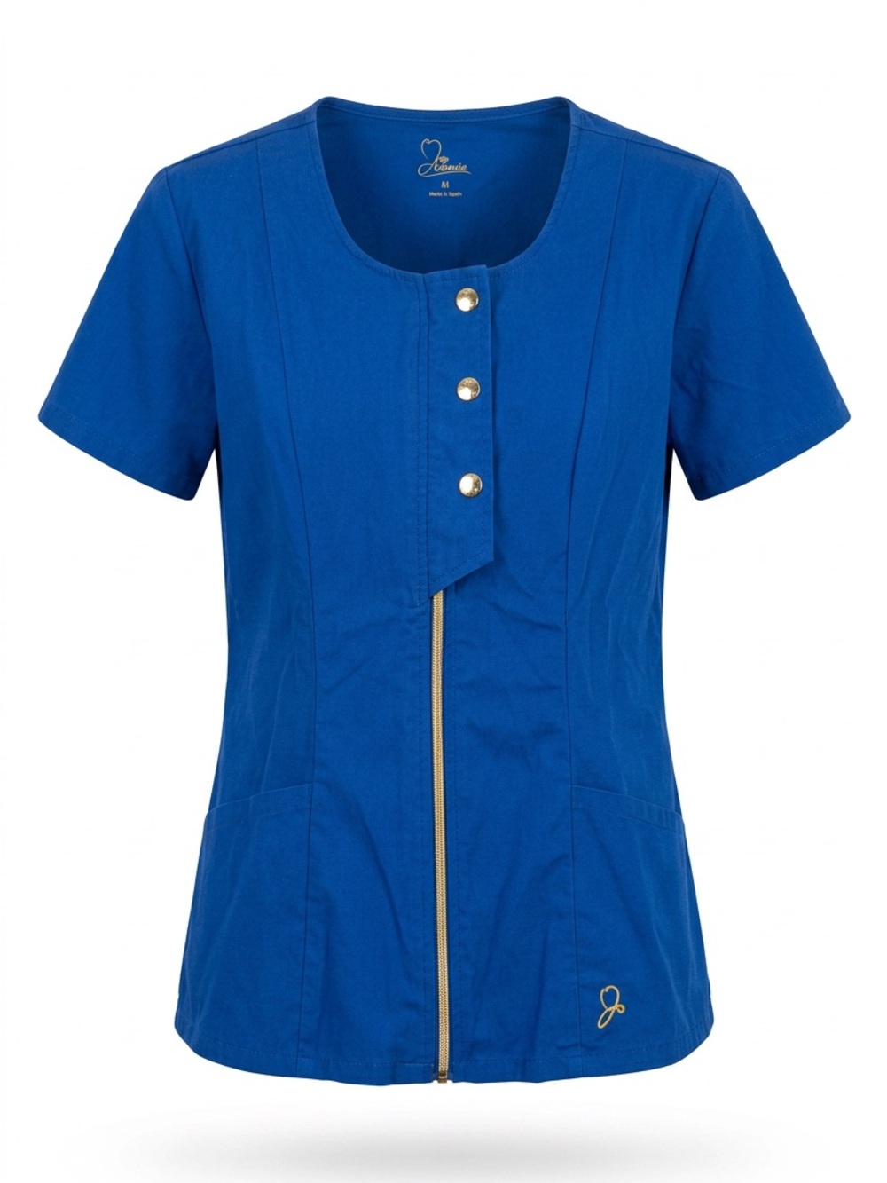 Jaanuu Women's Royal Blue Short-Sleeve Zip Front Top